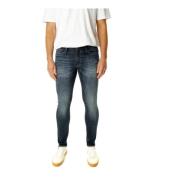 Slim Fit Mid Waist Jeans Denham , Blue , Heren