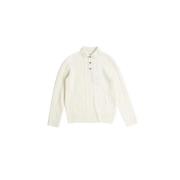 Witte Kabelgebreide Poloshirt Burberry , White , Heren