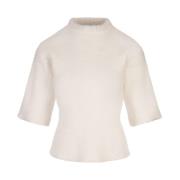 Witte Kasjmiermix Crew-Neck Sweater Fabiana Filippi , White , Dames