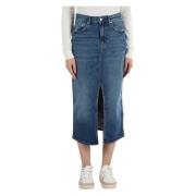 Denim midi rok met voor split Tommy Jeans , Blue , Dames