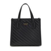 Zwarte Silvana 2 Compartiment Tote Tas Guess , Black , Dames