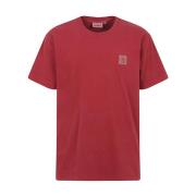 Rode Crew Neck T-shirt met Logo Carhartt Wip , Red , Heren