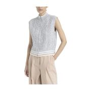 Alpaca wol Lurex en paillet gevlochten ritssluiting vest Peserico , Gr...