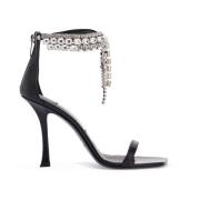 Kristalversierde Leren Sandalen Jimmy Choo , Black , Dames