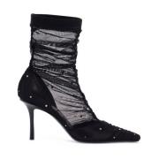 Mesh Enkellaarzen met Strass Jimmy Choo , Black , Dames