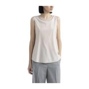 Stretch zijden crêpe de chine top Peserico , Beige , Dames