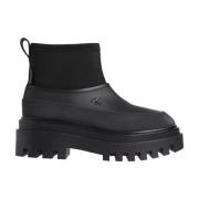 Lage Flatform Zwarte Regenlaarzen Calvin Klein Jeans , Black , Dames