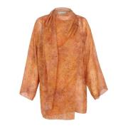 Lara, zijden wikkelblouse sora print Cortana , Orange , Dames