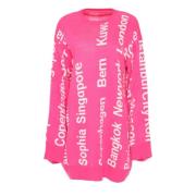 Oversized City Print Gebreide Trui - Roze Cesare Gaspari , Multicolor ...