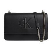 Zwarte Crossbody Tas met Gebeeldhouwde Klep Calvin Klein Jeans , Black...