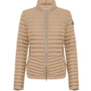 Dubbele Rits Afgeronde Onderkant Puffer Jas Colmar , Beige , Dames