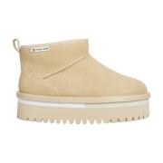 Beige Flatform Enkellaarzen voor Vrouwen Tommy Jeans , Beige , Dames