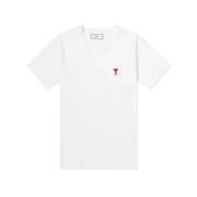 Hart T-shirt Wit Casual Stijl Ami Paris , White , Heren