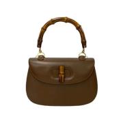 Pre-owned Leather handbags Gucci Vintage , Brown , Dames