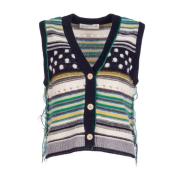 Multicolor Jacquard Sweater Vest met Franje Phisique du Role , Multico...