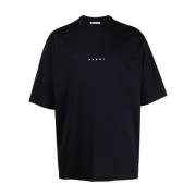 Blauw Katoen Logo Print T-shirt Marni , Black , Heren