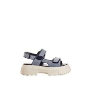 Casual denim sandalen met dikke zool Hogan , Blue , Dames