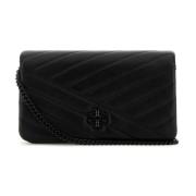 Zwarte leren Clutch Tas Tory Burch , Black , Dames