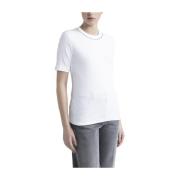 Jersey T-shirt met Punto Luce afwerking Peserico , White , Dames