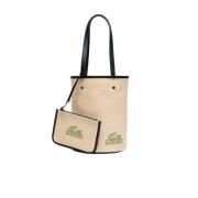 Canvas Heritage Handtas met Afneembare Pouch Lacoste , White , Dames