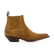 Suede Mini Enkellaarzen, 4cm Hak Sonora , Brown , Dames