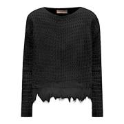 Trui met ronde hals Twinset , Black , Dames