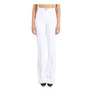 Wijde Pijp Stretch Crêpe Broek Elisabetta Franchi , White , Dames