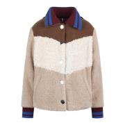 Fleece jack met capuchon en kleurblok Tory Burch , Multicolor , Dames