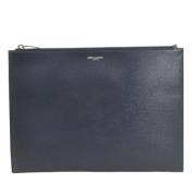 Pre-owned Leather clutches Saint Laurent Vintage , Blue , Heren