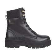 Zwarte Veterschoenen Enkellaarsjes Tommy Hilfiger , Black , Dames