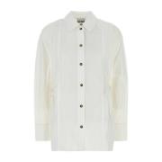 Witte Poplin Overhemd Klassieke Stijl Ganni , White , Dames