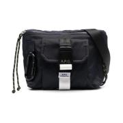 Nylon Bum Bag met Logo Applicatie A.p.c. , Blue , Heren