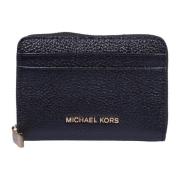 Zwarte leren portemonnee met gouden hardware Michael Kors , Black , Da...