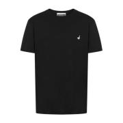 Eend Geborduurde Zwarte T-shirts en Polo's Moschino , Black , Heren