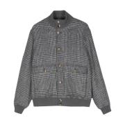 Geruite Bomberjack Grijs Wolmix Brunello Cucinelli , Gray , Heren