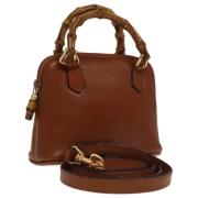 Pre-owned Leather handbags Gucci Vintage , Brown , Dames