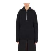 Wollen Ribgebreide Hoodie Courrèges , Black , Dames