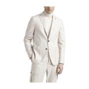 Wol, zijde en kasjmier tweed enkelborst blazer Peserico , Beige , Here...