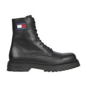 Zwarte Veterschoenen voor Heren Tommy Jeans , Black , Heren