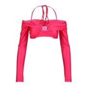 Elegante Top met Stretchstof Versace Jeans Couture , Pink , Dames