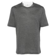 Gelaagde Rand T-shirt in Donkergrijs en Wit Brunello Cucinelli , Gray ...