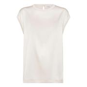 Zijden Stretch Trui met Monile Detail Brunello Cucinelli , White , Dam...