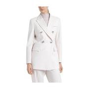 Dubbelrijige blazer in technische wollen keper Peserico , Beige , Dame...