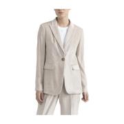 Corduroy single-breasted blazer Peserico , Beige , Dames