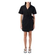 Wikkel Mini Jurk van Katoenen Popeline Ganni , Black , Dames