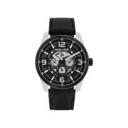 Zwarte leren quartz horloge Police , Black , Heren