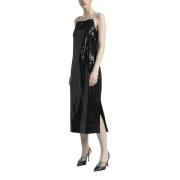 Viscose twill midi-jurk met pailletten Peserico , Black , Dames