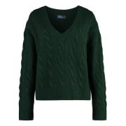 Kabelgebreide Wol Kasjmier Trui Polo Ralph Lauren , Green , Dames