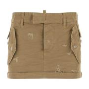 Khaki Canvas Mini Rok Dsquared2 , Green , Dames