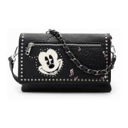 Zwarte Schoudertas met Mickey Mouse Patch Desigual , Black , Dames